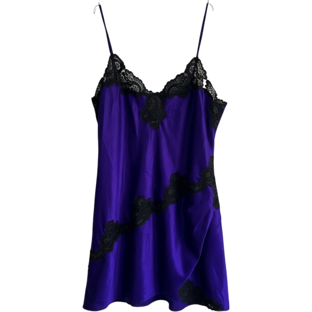 80s Victoria's Secret Gold Tag Royal Purple Negligee Nightgown slip dress SZ M